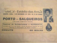 Bilhete do Festival de Solidariedade a Norberto - F.C.Porto
